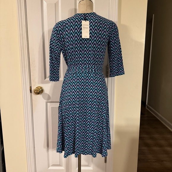 Leota Wave Aqua Faux Wrap Dress M | NWT | Nordstrom $158 - Picture 3 of 8